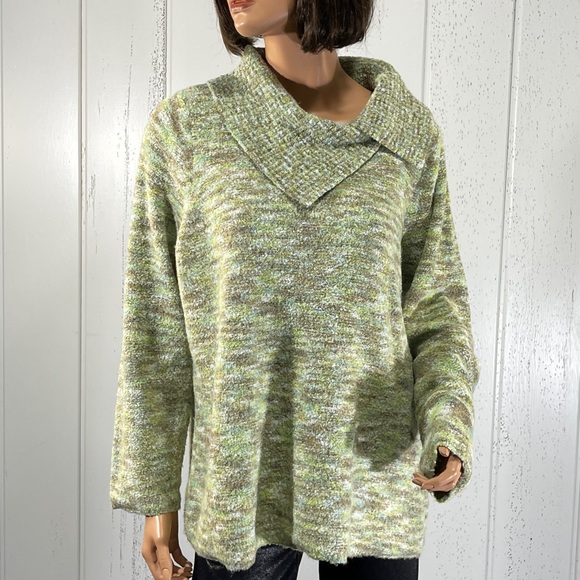 *JH Collection Woman’s Asymmetrical Collar Multi-color Sweater Sz 1X - Picture 1 of 7